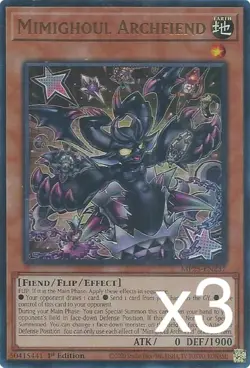 3X Yugioh Mimighoul Archfiend MP25-EN237 Ultra Rare 1st Edition NM - Image 1