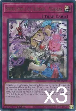 3X Yugioh Sinful Spoils of Slumber-Morrian MP25-EN202 Ultra Rare 1st Edition NM - Image 1