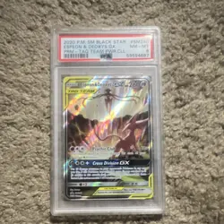 Pokemon Espeon & Deoxys GX SM Black Star Promo Holo TAG TEAM SM240 PSA 8 - Image 1