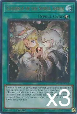 3X Yugioh Susurrus of the Sinful Spoils MP25-EN228 Ultra Rare 1st Edition NM - Image 1