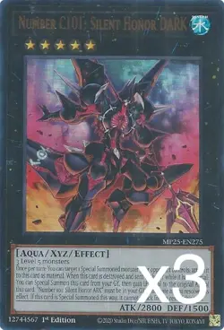 3X Yugioh Number C101: Silent Honor DARK MP25-EN275 Ultra Rare 1st Edition NM - Image 1