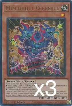 3X Yugioh Mimighoul Cerberus MP25-EN236 Ultra Rare 1st Edition NM - Image 1