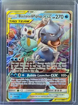Blastoise & Piplup GX 38/236 Cosmic Eclipse 2019 Tag Team Pokemon Card TCG - Image 1
