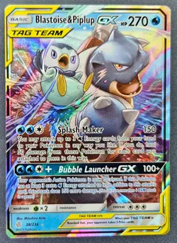 Blastoise & Piplup GX 38/236 Cosmic Eclipse 2019 Tag Team Pokemon Card TCG - Image 2