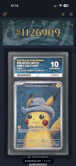 Pokemon TCG - Pikachu With Grey Felt Hat — Ace 10 - PERFECT SUBGRADES 🔥 - Image 3
