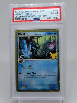 Mimikyu Holo SWSH136 Celebrations Collection Pokemon PSA 8 - Image 1