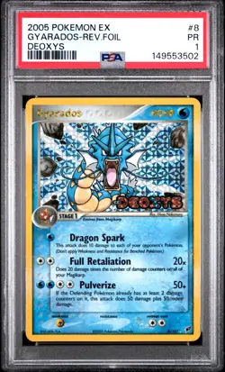 PSA 1 PR 2005 Pokemon EX Deoxys Gyarados REVERSE Holo Foil Rare 8/107 STAMPED - Image 1