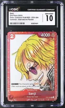 2023 ONE PIECE CCG JAPANESE SANJI FILM RED ALTERNATE ART ST01-004 CGC 10 E PT - Image 1