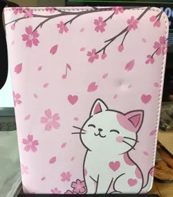 4 pocket waterproof card binder, for Trading card, with kitten pic Girls pink - Image 1