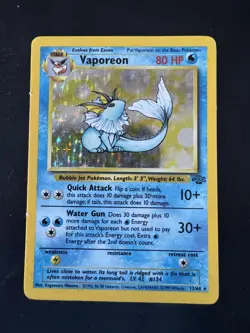 Pokemon TCG Vaporeon Holo Rare Card Jungle, 12/64 - Image 1