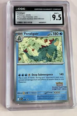 POKEMON CGC GEM MINT FERALIGATR ILLUSTRATION CONTEST WINNER 2024 #213 PROMO - Image 1
