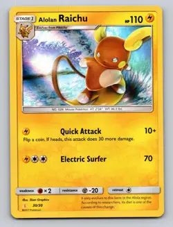 Alolan Raichu Holofoil 30/30 SM Trainer Kit: Lycanroc & Alolan Raichu Pokemon NM - Image 1