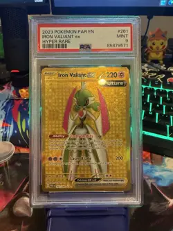 2023 POKEMON PAR EN-PARADOX RIFT 261 IRON VALIANT EX HYPER RARE PSA 9 - Image 1