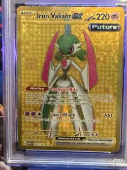 2023 POKEMON PAR EN-PARADOX RIFT 261 IRON VALIANT EX HYPER RARE PSA 9 - Image 3