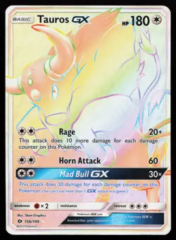 Tauros GX (Secret) 156/149 Secret Rare SM Base Set Pokemon Card - Image 1