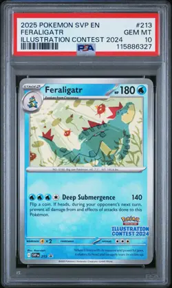 2025 POKEMON SVP ILLUSTRATION CONTEST 2024 PROMO #213 FERALIGATR PSA 10 - Image 1
