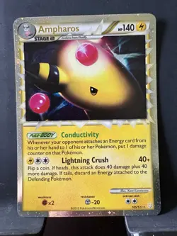 Pokemon TCG Ampharos PRIME Holo Rare HeartGold SoulSilver 105/123 140 HP EN 2010 - Image 1