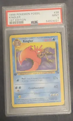 1st Edition Kingler #38 Rare PSA Graded 9 Mint Vintage Pokemon Card TCG - Image 1