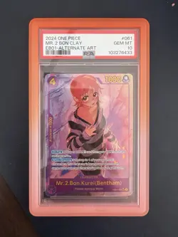 One Piece Mr.2.Bon.Kurei(Bentham) Alternate Art EB01-061 PSA 10 Gem Mint - Image 1
