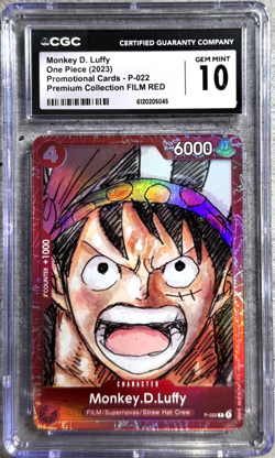 One Piece TCG Monkey D. Luffy Promo CGC 10, Premium Coll. Film Red P-022, 2023 - Image 1