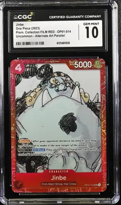 2023 ONE PIECE JINBE FILM RED ALTERNATE ART OP01-014 CGC 10 A PT - Image 1