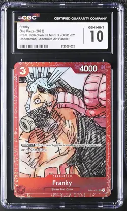 2023 ONE PIECE FRANKY FILM RED ALTERNATE ART OP01-021 CGC 10 PT - Image 1