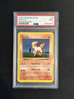 Pokemon Card Shadowless Ponyta PSA 9 Mint Base Set #60, WOTC 1999 - Image 1