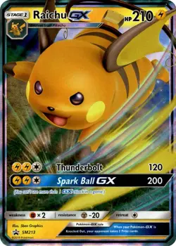Raichu GX - SM213 - Pokemon Sun & Moon Promo Ultra Rare Holo Card - NM! - Image 1