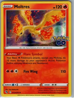 Moltres 012/078 Holo Pokemon GO - Pokemon Card - NM - Image 1