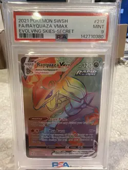 2021 Pokemon Sword & Shield Evolving Skies Rayquaza VMAX Secret PSA 9 - Image 1