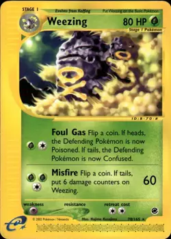 Weezing 70 Rare Expedition 070/165 Grass Pokemon Card - Image 1