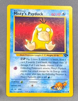 NM Unlimited Misty's Psyduck 90/132 WotC Gym Challenge Pokemon Ken Sugimori - Image 1