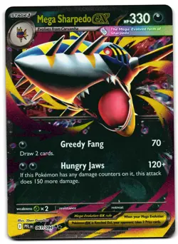 Mega Sharpedo ex 061/094 - 🌊 Phantasmal Flames Double Rare Pokemon TCG 🖤 - NM - Image 1