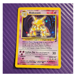 Alakazam Holo Rare 1/130 Base Set 2 80 HP English Wizards 2000 Pokemon TCG - Image 1