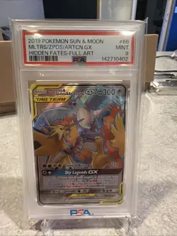 Pokemon 2019 Sun & Moon Hidden Fates Moltres Zapdos Articuno GX #66/68 PSA 9 - Image 1