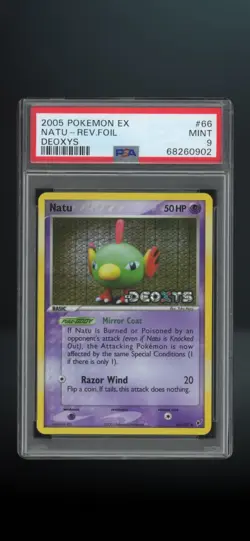Pokemon TCG Natu PSA 9 66/107 EX Deoxys Reverse Holo EN 2005 Basic Psychic - Image 1