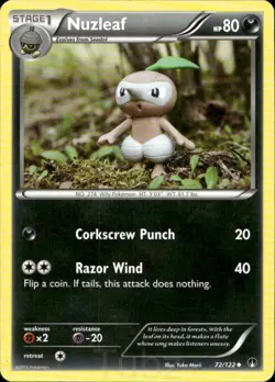 Nuzleaf 72/122 Uncommon BREAKpoint Pokemon Near Mint - Image 1