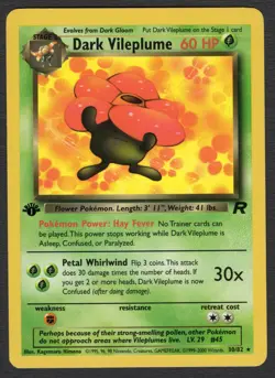 Dark Vileplume 30/82 Rare 1st Edition Non Holo LP Pokemon Card HQ Scan - Image 1