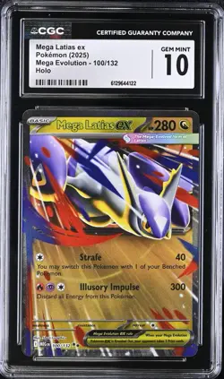 CGC 10 GEM MINT Mega Latias ex 100/132 Me01: Mega Evolution Holo Pokemon Card - Image 1
