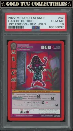 PSA 10 ⭐ MetaZoo Hag of Detroit 42 Reverse Holo Seance 1st Edition Card - Image 1