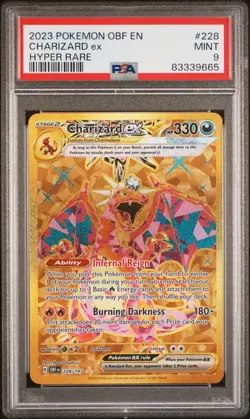 2023 Pokemon OBF En-Obsidian Flames Charizard EX Hyper Rare Card 228/197 PSA 9 - Image 1