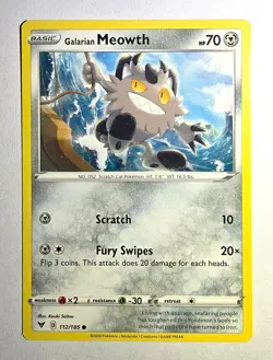 Pokemon TCG Galarian Meowth Common Regular 112/185 - Image 1