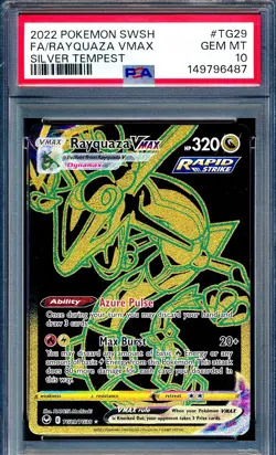 Rayquaza VMAX 2022 Pokemon Silver Tempest #TG29 Black Gold Full Art PSA 10 - Image 1