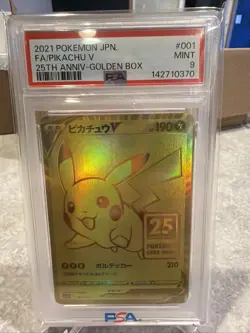 2021 Pokemon Asia 25th Anniversary Promo Golden Box JPN, FA/Pikachu V, PSA 9 - Image 1