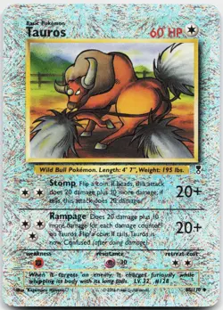 Tauros 65/110 Uncommon Legendary Collection Pokemon Reverse Holo Lightly Played - Image 1