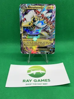 Pokemon TCG M Ampharos EX 28/98 Ancient Origins Holo Mega Ultra Rare DMG - Image 1