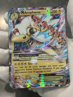 Pokemon TCG M Ampharos EX 28/98 Ancient Origins Holo Mega Ultra Rare DMG - Image 3