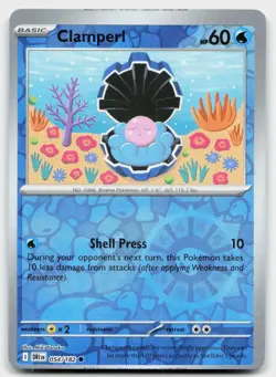 Clamperl 054/182 Common Destined Rivals Pokemon Reverse Holo NM Miscut error - Image 1