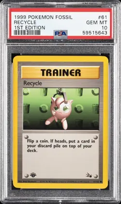 1999 POKEMON FOSSIL 1ST EDITION #61 RECYCLE PSA 10 - Image 1
