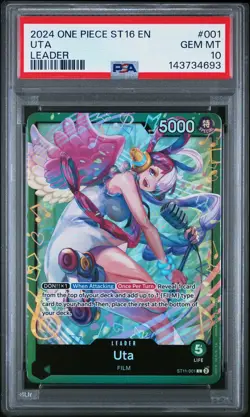 PSA 10 2024 One Piece Starter Deck St16-Green Uta #001 Uta Leader GEM MT - Image 1